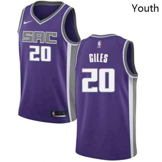 Youth Nike Sacramento Kings 20 Harry Giles Authentic Purple Road NBA Jersey Icon Edition